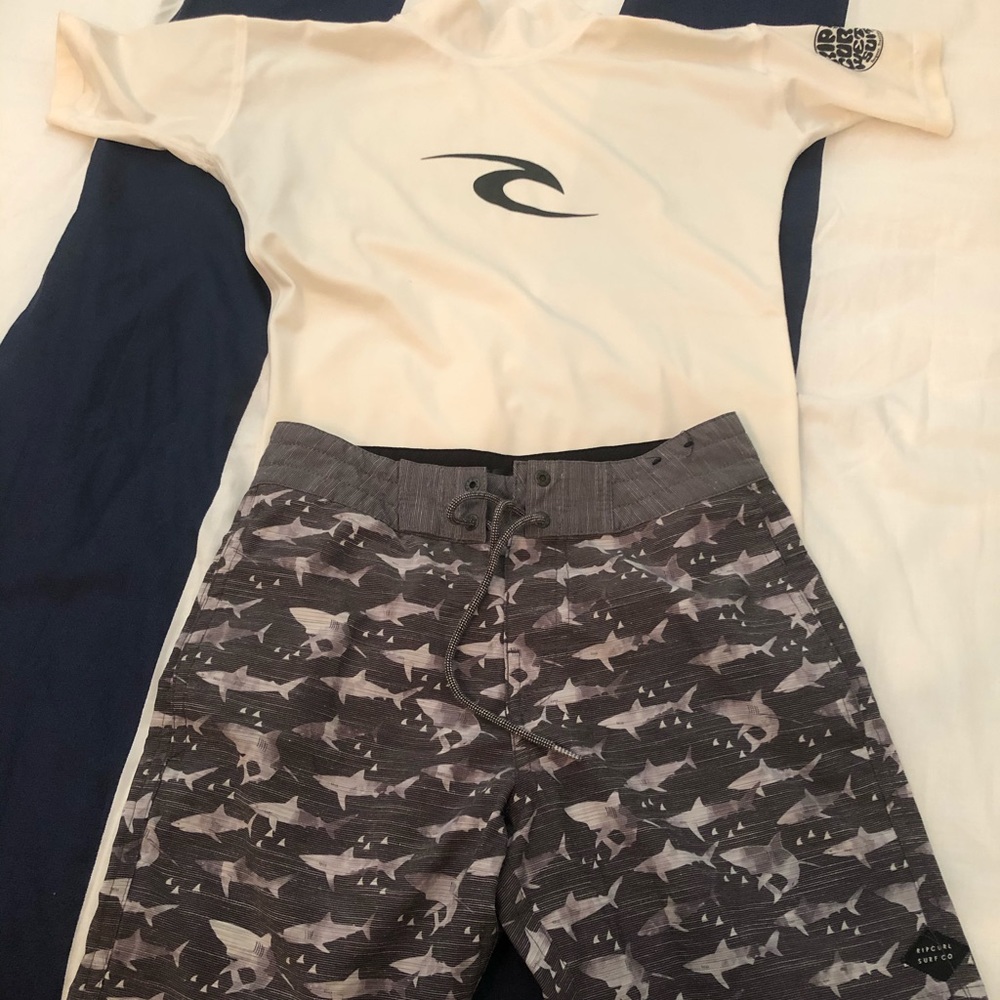 Boys Board Shorts and Rash Guard